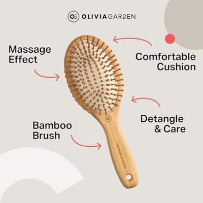 Olivia Garden Bamboo Collection Massage Brush Medium Oval
