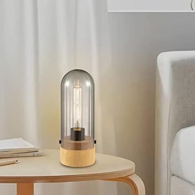 Home sweet home capri tafellamp klein hout/glas - thumbnail