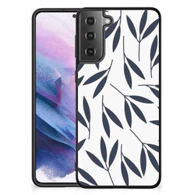 Samsung Galaxy S21 Plus Bloemen Hoesje Leaves Blue Samsung Galaxy S21 Plus Bloemen Hoesje Leaves Blue