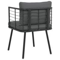Tuinstoel met kussens poly rattan zwart - thumbnail