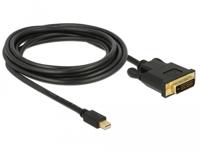 Delock 83990 DisplayPort-kabel Mini-displayport / DVI Aansluitkabel Mini DisplayPort-stekker, DVI-D 24+1-polige stekker 3 m Zwart Vergulde steekcontacten, - thumbnail