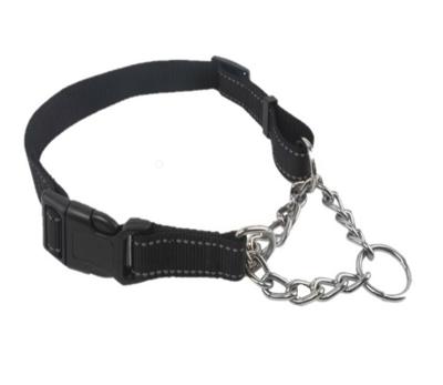 Nobleza Anti trek hondenhalsband - Nylon met ketting - Maat M