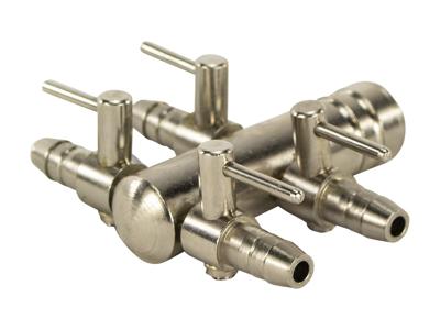 Europond Verchroomde Luchtverdeler 9mm - 4 Verstelbare Uitgangen & Regelkraan