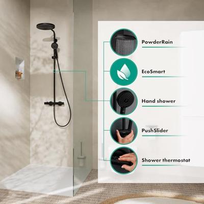 Hansgrohe Pulsify S Puro Showerpipe 260 1jet EcoSmart met thermostaat en handdouche 3jet, mat zwart Hansgrohe Pulsify S Puro Showerpipe 260 1jet EcoSmart met thermostaat en handdouche 3jet, mat zwart