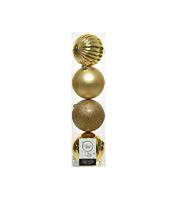 Decoris kerstballen set Plastic 4st licht goud 10cm - thumbnail