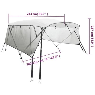 VidaXL Biminitop 4 bogen met mesh zijwanden 243x(200-213)x137 cm