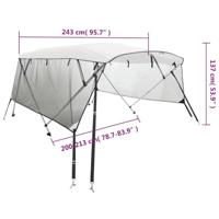 VidaXL Biminitop 4 bogen met mesh zijwanden 243x(200-213)x137 cm - thumbnail