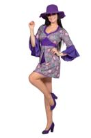 Flower Power Jurk Groovy Paars - thumbnail
