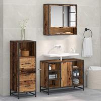 Badkamermeubelset 3 pcs Oud hout 80 x 33 x 60 cm Bewerkt hout - thumbnail