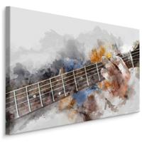 Schilderij - abstracte gitaar in handen, 4 maten, hoge kwaliteit canvas zeer scherp geprijsd - thumbnail