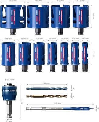 Gatenzaagset - BOSCH - Expert Construction Material - 11-delig - Diameter 20 tot 76 mm