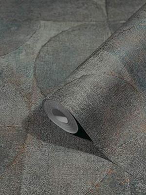 Noordwand behang vintage deluxe graphic circle look grijs en bruin