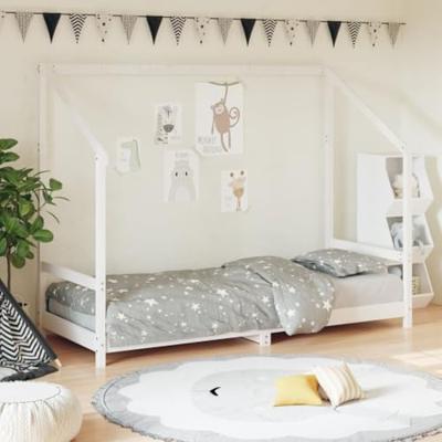 Kinderbedframe 80x200 cm massief grenenhout wit