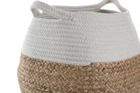 Mand DKD Home Decor Wit Natuurlijk Aluminium Natuurlijke Vezel 30 x 30 x 40 cm - thumbnail