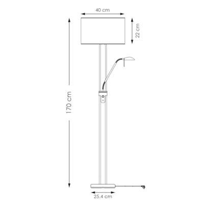 Moderne vloerlamp Up - 2-lichts staande lamp met Linnen kap - Zwart - 40/40/170cm - met E27 + G9 lichtbron 7W 1076LM - Warm wit licht - Dimbaar - Met draaischakelaar - Geschikt voor woonkamers en slaapkamers
