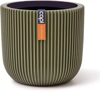 Capi nature groove indoor bol bloempot 17x15 cm groen Capi nature groove indoor bol bloempot 17x15 cm groen