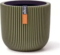 Capi nature groove indoor bol bloempot 17x15 cm groen - thumbnail