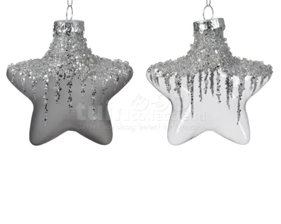 Kerstornament Sterren Marmer Grijs 2st