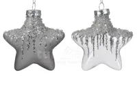 Kerstornament Sterren Marmer Grijs 2st - thumbnail