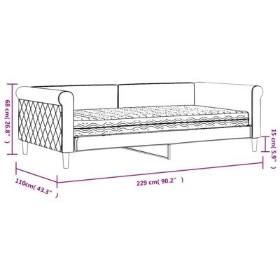 Slaapbank met matras 100x200 cm fluweel lichtgrijs - thumbnail
