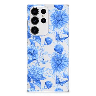 TPU Case voor Samsung Galaxy S23 Ultra Flowers Blue TPU Case voor Samsung Galaxy S23 Ultra Flowers Blue
