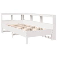 Bed met boekenkast zonder matras grenenhout wit 100x200 cm - thumbnail