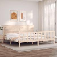Bedframe met hoofdbord massief hout - thumbnail