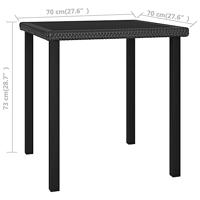 Tuintafel 70x70x73 cm poly rattan zwart - thumbnail