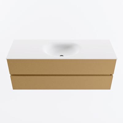 MONDIAZ VICA 130cm badmeubel onderkast Oro 2 lades. Wastafel MOON midden 1 kraangat, kleur Talc.