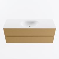 MONDIAZ VICA 130cm badmeubel onderkast Oro 2 lades. Wastafel MOON midden 1 kraangat, kleur Talc. - thumbnail