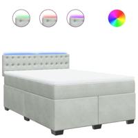 Boxspring met matras fluweel lichtgrijs 140x190 cm - thumbnail