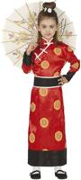 Oosterse Kimono Kostuum Meisje Rood - thumbnail
