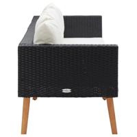 Tuinbank 3-zits met kussens poly rattan zwart - thumbnail