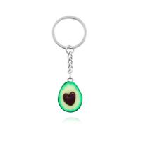 2 PC'S cute fruit sieraden avocado hartvormige handgemaakte Shree-dimensionale zachte keramische sleutelhanger (A) - thumbnail