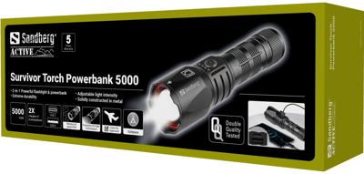 Sandberg Survivor Torch Powerbank 5000 5000 mAh Zwart