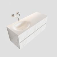 Aqua Splash Badmeubel AQS Valencia Carrara Mat 120 cm Solid Surface Ronde Wasbak - Badmeubel Valencia 120 cm Met Wasbak Links (0 Kraangaten) - thumbnail