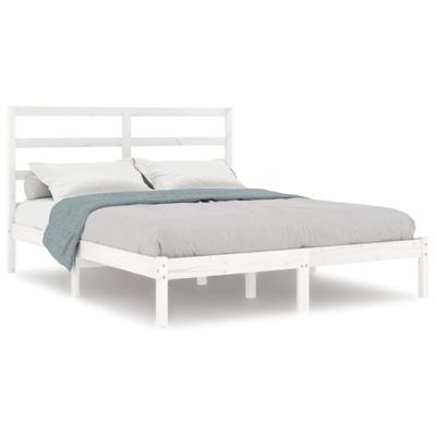 Bedframe zonder matras massief grenenhout wit 140x190 cm