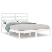 Bedframe zonder matras massief grenenhout wit 140x190 cm - thumbnail