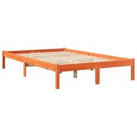 Bed met boekenkast zonder matras grenenhout wasbruin 135x190 cm - thumbnail