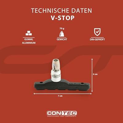 CONTEC remschoen "v-stop" ct brake shoes set of 4 v-brake screw