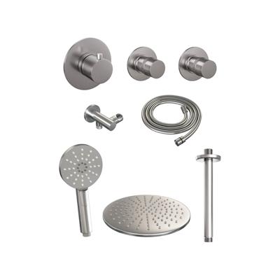 Thermostatische inbouw regendouche set met 30 cm douchekop en 3-standen handdouche