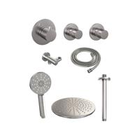 Thermostatische inbouw regendouche set met 30 cm douchekop en 3-standen handdouche - thumbnail