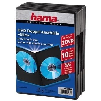 Hama dvd slim box dubbel zwart 10 stuks Hama dvd slim box dubbel zwart 10 stuks
