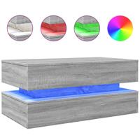 Salontafel met LED-verlichting 90x50x40 cm grijs sonoma eiken - thumbnail