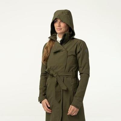 AGU Trench Coat Long Regenjas Urban Outdoor Dames - Groen - L - Waterdicht