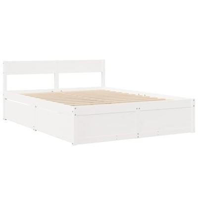 Bed met lades en matras massief grenenhout wit 140x200 cm