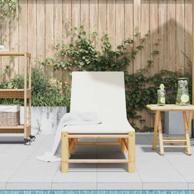 Ligstoel met kussens 55x199x30 cm bamboe