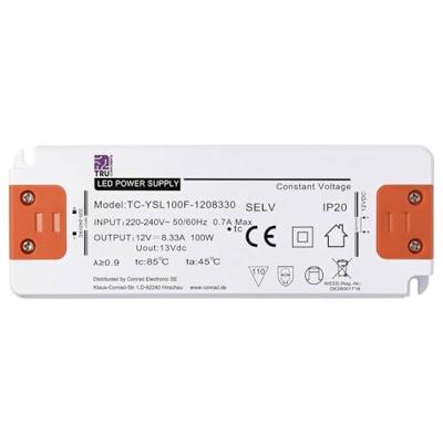 TRU COMPONENTS TC-YSL100F-1208330 LED-transformator Constante spanning 100 W 8.33 A 12 V/DC Geschikt voor meubels, Overspanning, Montage op ontvlambare