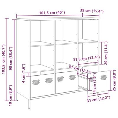 Hoge kast 101,5x39x103,5 cm staal zwart