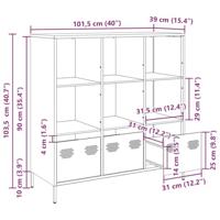 Hoge kast 101,5x39x103,5 cm staal zwart - thumbnail